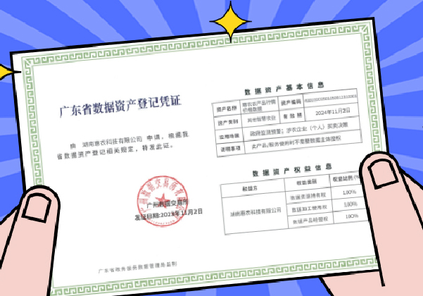 行業(yè)首張！惠農(nóng)網(wǎng)獲頒廣數(shù)所《數(shù)據(jù)資產(chǎn)登記憑證》